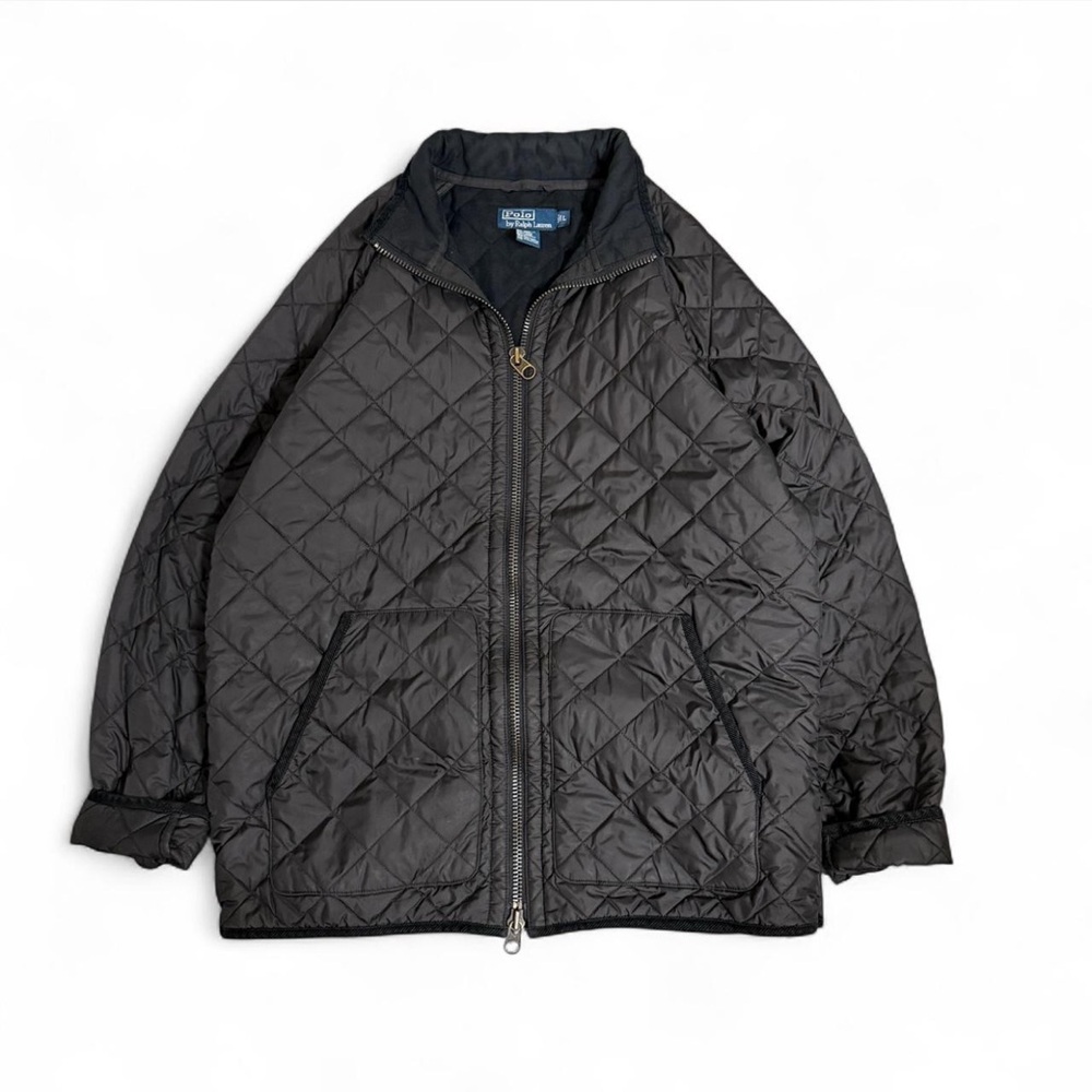 VTG Men's POLO RALPH LAUREN SPORTS QUILT CORDUROY Collar LINED Black Jacket L